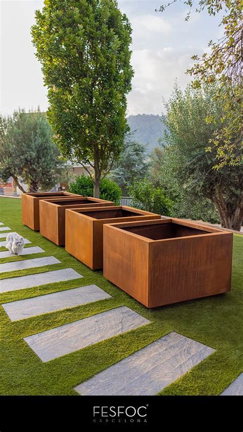 MARVELOUS Corten Steel Planters KUBIK CORTEN Tall Outdoor Planters