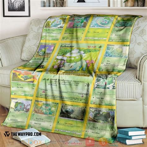 Hot Anime Pokemon Bulbasaur Cards Version 2 Blanket Morequilt