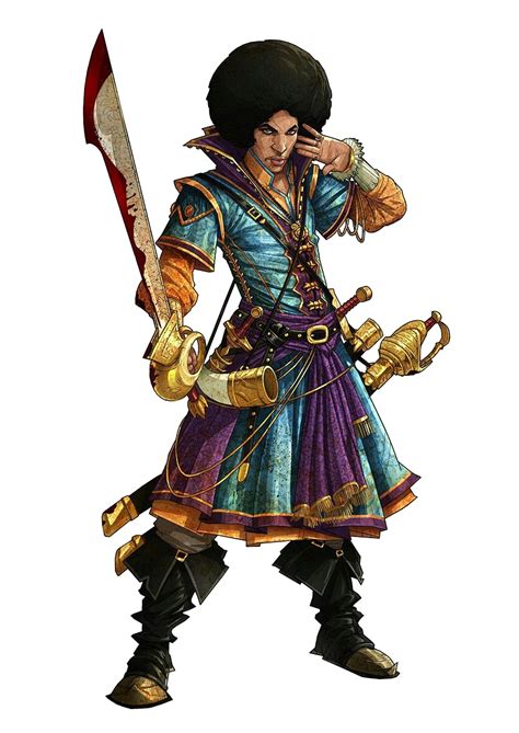 Male Human Afro Bard Swashbuckler Duelist Pathfinder Pfrpg Dnd D D