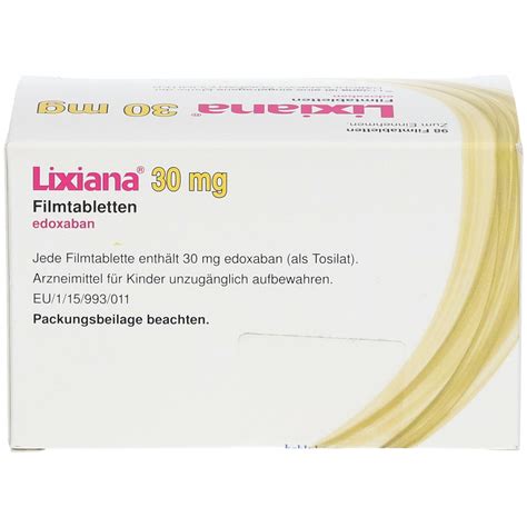 LIXIANA 30 Mg Filmtabletten 98 St Mit Dem E Rezept Kaufen Shop Apotheke