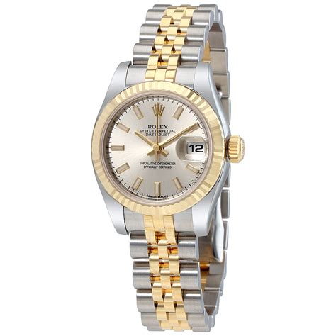 Rolex Datejust Silver Index Dial Jubilee Bracelet Two Tone Ladies Watch 179173ssj Lady