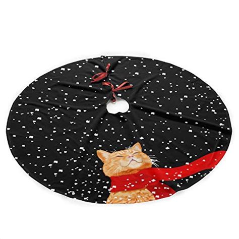 Annieee Merry Christmas Cat with A Scarf Christmas Tree Skirt Xmas ...