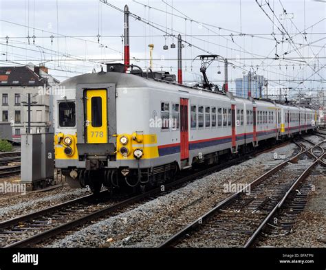 Brussels South Midi Railway station, Brussels, Belgium; commuter train ...