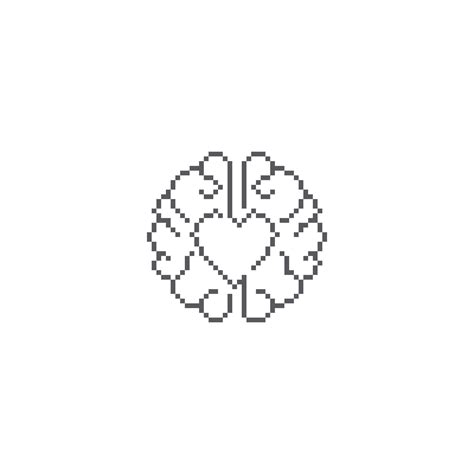 Rational Love Brain Heart Pixel Art Line Icon 16861912 Vector Art At Vecteezy