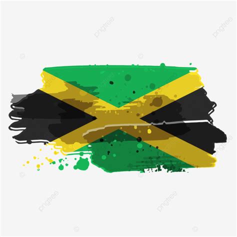 Jamaica Grunge Flag Watercolor Brush Style Design Jamaican Flag