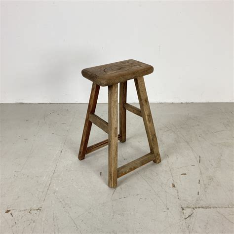 Rustic wooden waxed stool X101 - Lovely & Co.