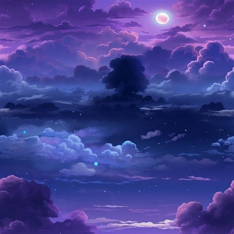 Premium AI Image | purple clouds and moon in the night sky