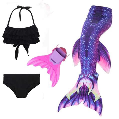 Meisjes Mermaid Staart Met Monofin Voor Zwemmen Cosplay Badpak Flipper