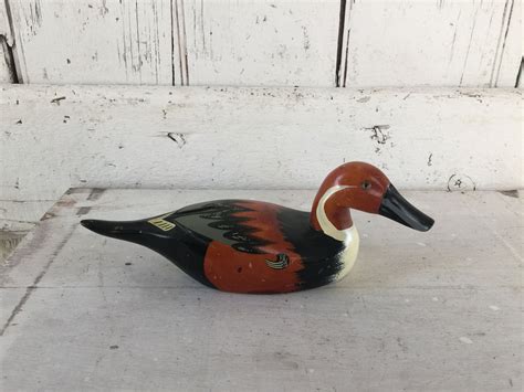 Wooden Duck Decoy Hand Painted Figurine Vintage Wood Duck Etsy Duck