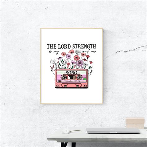 The Lord is My Strength and My Song, Bible Verse PNG, Psalm 118:14, Christian PNG, Retro ...