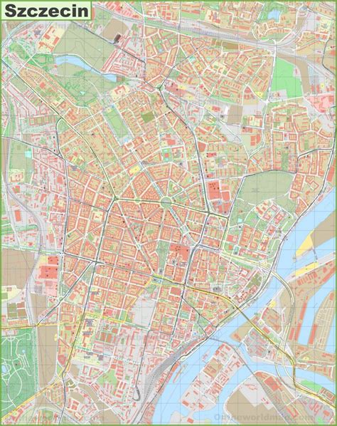 Large detailed map of Szczecin - Ontheworldmap.com