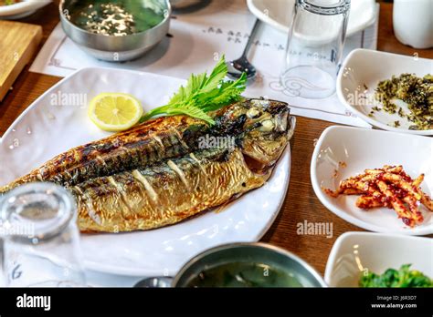 Grilled Mackerel Korean Food Stock Photo Alamy