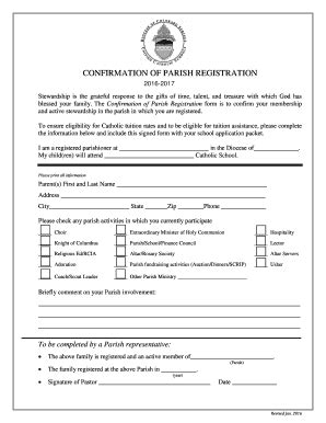 Fillable Online Stpaulpmcs Confirmation Of Parish Registration St