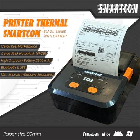 Jual SMARTCOM Printer Thermal Bluetooth 80mm Cetak Resi Alamat Barcode