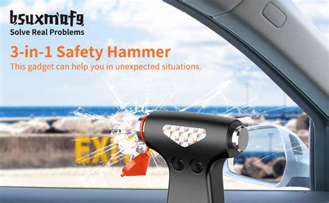 Bsuxmafg Car Safety Hammer 3 In 1 Emergency Escape Tool