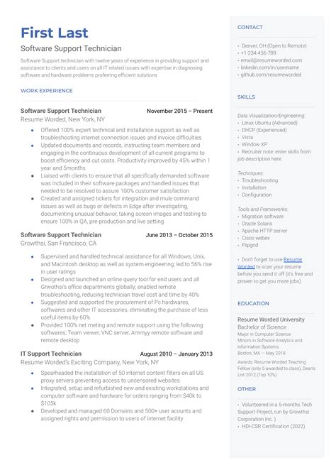 6 Technical Support Resume Examples for 2025 | Resume Worded