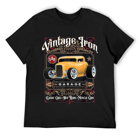Mens Cool Classic Retro Vintage Iron Thirties Style Hot Rod Car T Shirt Black Small Walmart