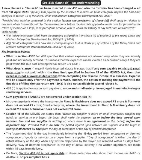 MSME Delay Payment Provision U S 43B H Deferred Deduction