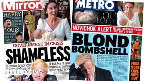 Paper Headlines Shameless Boris And May Clings To Power Bbc News