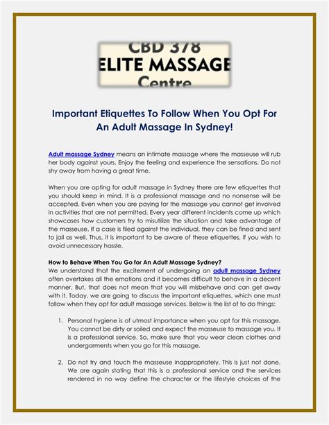 PPT Important Etiquettes To Follow When You Opt For An Adult Massage