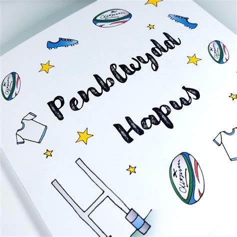 Rugby Penblwydd Hapus Birthday Card Welsh Card Dimensional Art