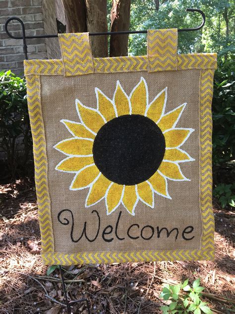 Sunflower Burlap Garden Flag Etsy