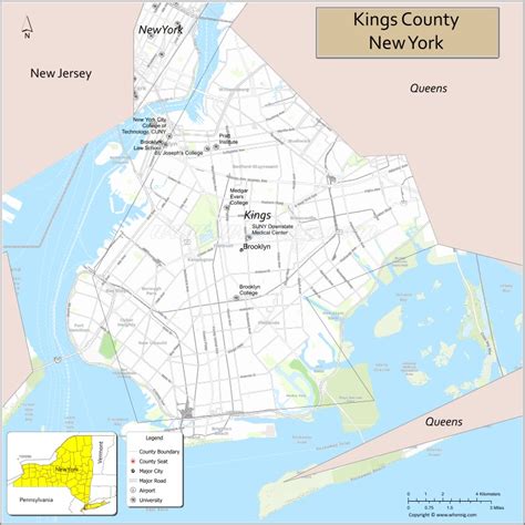 Map of Kings County, New York - Where is Located, Cities, Population ...