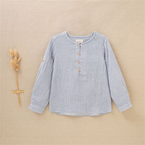 Camisa De Niño En Cuadros Vichy Azules Y Blancos Dadati Moda Infantil