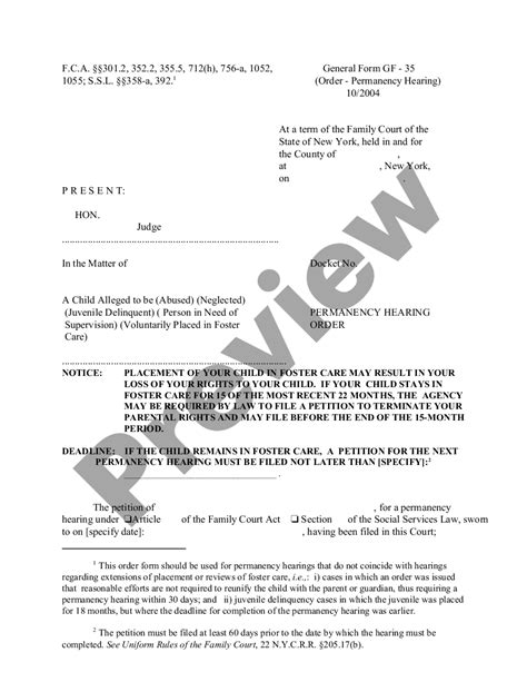 Rochester New York Permanency Hearing Order Us Legal Forms