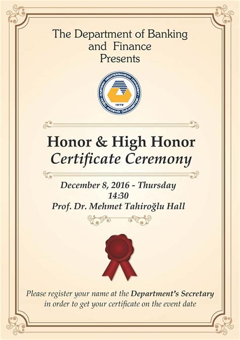 Honor and High Honor Certificate Ceremony | Announcements | Faculty of ...