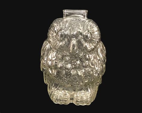 Vintage Libbey Glass Wise Old Owl Coin Bank Clear Glass Bird Figurine