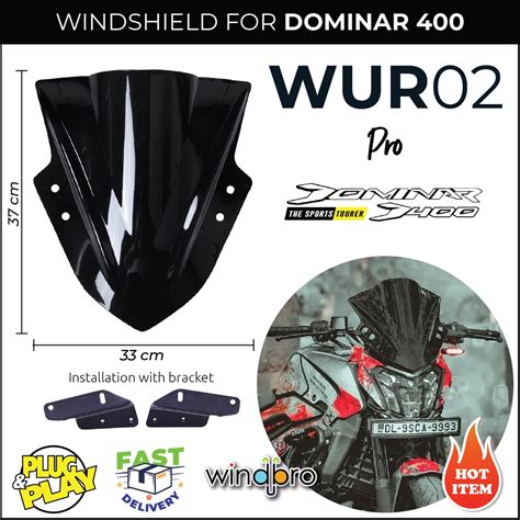 Wur02 Universal Pro Windshield Visor For Dominar 400 All Model With