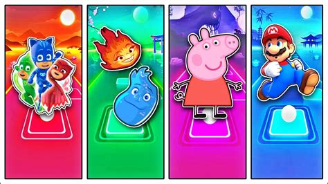 ELEMENTAL Vs SUPER MARIO Vs PEPPA PIG Vs PJ MASKS TILES HOP YouTube