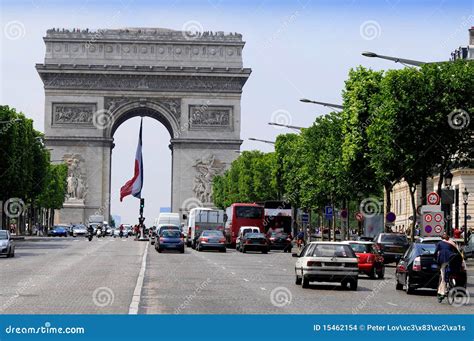 View of the Champs Elysees - Arc De Triomphe Editorial Stock Image ...