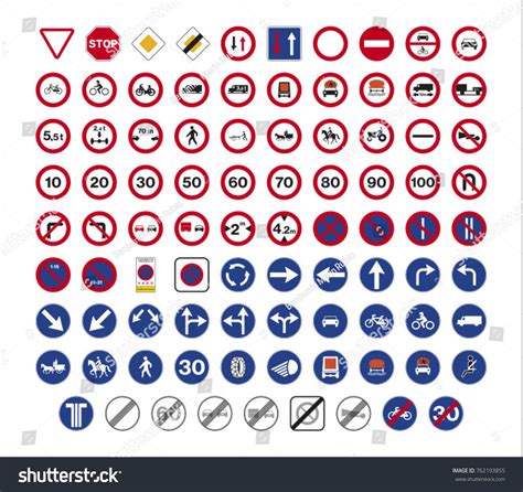 Set Isolated Spanish Regulation Traffic Signs เวกเตอรสตอก ปลอดคา