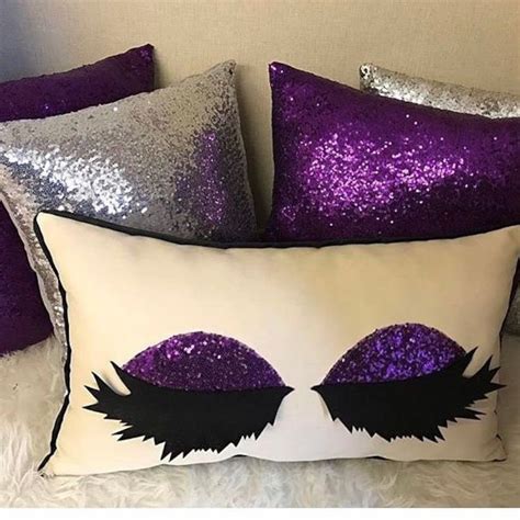 Purple Eyelash Pillow Cover Glitter Pillow Case Sequin Eyelash Etsy