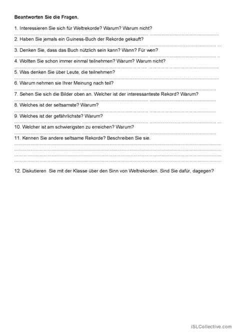 Ganz Verr Ckt Skurrile Weltrekorde English Esl Worksheets Pdf Doc