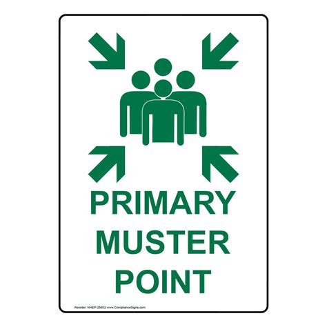 Vertical White Primary Muster Point Sign Or Label