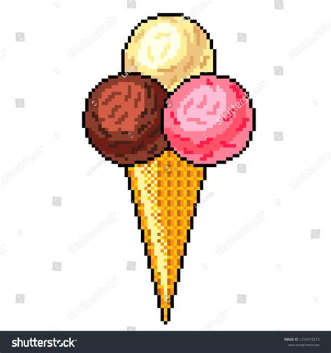 Pixel Art Ice Cream Cone Detailed Illustration Isolated Vector Ad