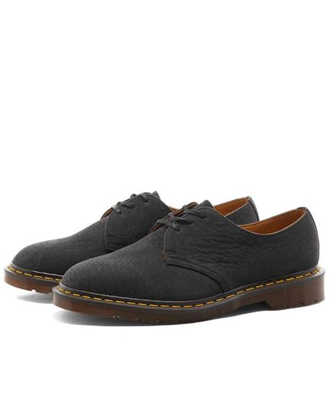 Dr Martens Leather 1461 3 Eye Shoe In Black Nubuck Black For Men