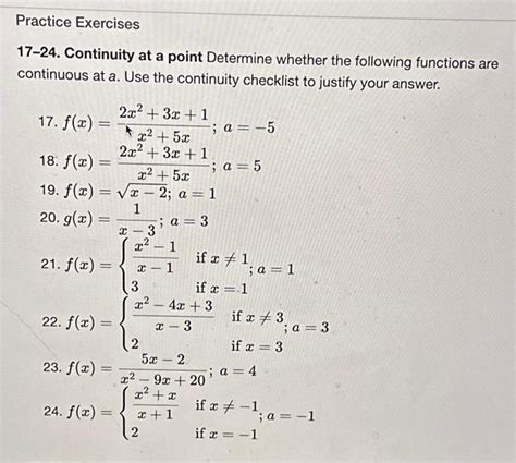 17 24 Continuity At A Point Determine Whether The