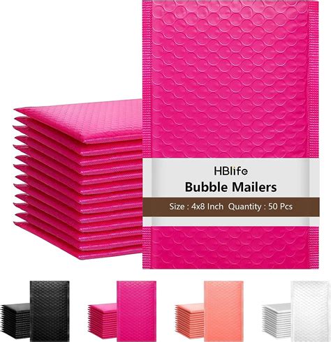 Amazon HBlife 50Pcs Bubble Mailers 4x8 Inches Self Seal Hot Pink