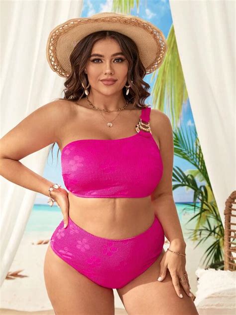 Ba Ador Bikini Vinculado Con Aro De Un Hombro Moda De Mujer Shein