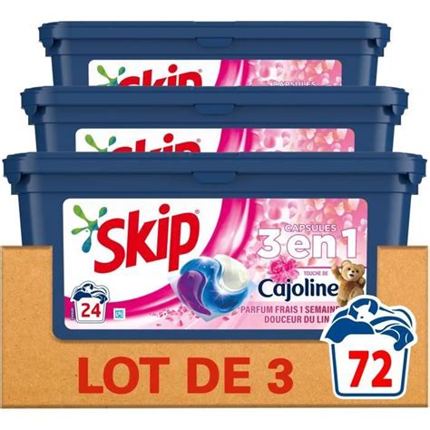 LOT DE 3 SKIP Lessive Capsules 3 En 1 Touche De Cajoline 3x24