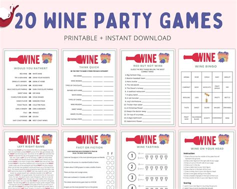 Wine Party Games Wine Tasting Party Wine Games Wine Bingo Wine Themed