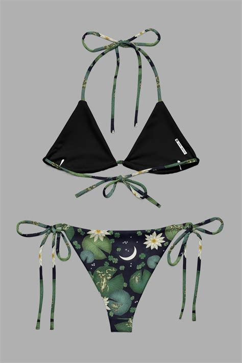 Lily Pond Print Recycled String Bikini Bottom Cosmic Drifters