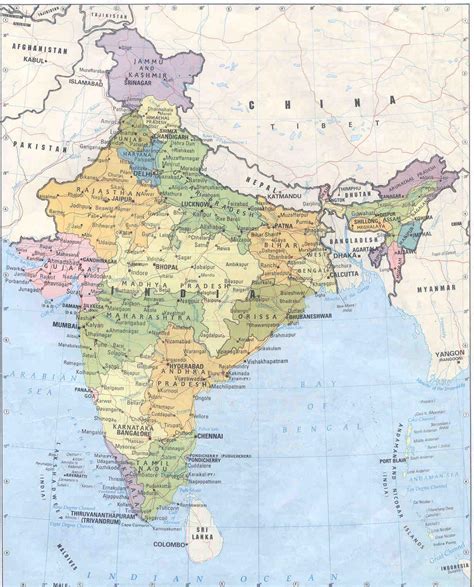 India map with cities and villages - Map of India with cities and ...