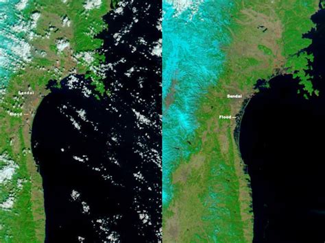 Satellite Photos Before And After Of Japans Earthquake Tsunami