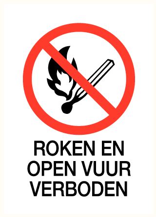 Pictogram Roken En Open Vuur Verboden Met Tekst Bord