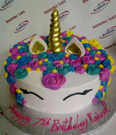 Unicorn Gold Horn Birthday Cake For Kids/Girl